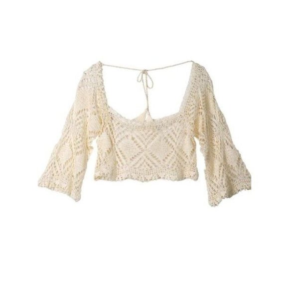 LSpace Women's Threads Crop Top Swim Cover up Natural xs/s M/L BNWT (Sealed Pkg) - Picture 1 of 5